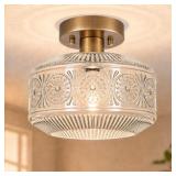 DSMJFU SEMI FLUSH MOUNT CEILING LIGHT, BRASS THICK