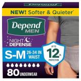 DEPEND NIGHT DEFENSE ADULT DIAPERS FOR MEN, S/M, 8