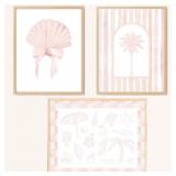 3 PCS PINK COASTAL CANVAS WALL ART ï¿½ BEACH HOUSE D