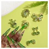 30PCS GREEN NAIL RHINESTONES NAIL CHARMS 3D ALLOY