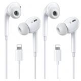 2 PACK WIRED HEADPHONES FOR IPHONE,EARBUDS EARPHON