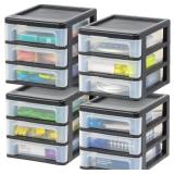 IRIS USA 4-PACK, 3-DRAWER SMALL PLASTIC STACKING D
