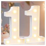 POOQLA DECORATIVE LED LIGHT UP NUMBER LETTERS, WHI