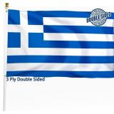GREECE GREEK FLAG 3X5 FT OUTDOOR, DOUBLE SIDED GR