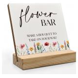 ANLANG FLOWER BAR SIGN 4X4 INCH, FLOWER BAR DESK D