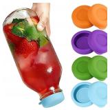8 PACK GLASS MILK BOTTLE CAPS, REUSABLE SILICONE B