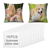 OKBA 15 PCS SUBLIMATION BLANKS PILLOW CASES 16"X 1