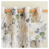 MYSKY HOME SAGE GREEN FLORAL LINEN SPRING CURTAINS