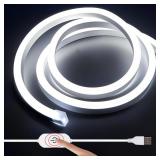 6.56FT WHITE NEON LIGHT STRIP, 5V USB WHITE LED ST