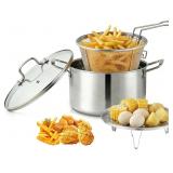 6L/6.4QT DEEP FRYER POT WITH BASKET AND STEAMER RA