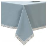 EHOUSEHOME FAUX LINEN TABLECLOTH WITH LACE TRIM -