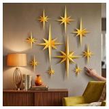 10 PCS LARGE MID CENTURY DECOR, STARBURST WALL DEC