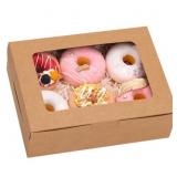 12PCS COOKIE BOXES WITH WINDOW,8X6X2.5IN BROWN BAK