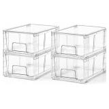 4 PACK STACKABLE STORAGE DRAWERS WITH HANDLES, EAS