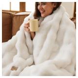 BEDSURE FLUFFY BUBBLE FAUX FUR THROW BLANKET, 50"X