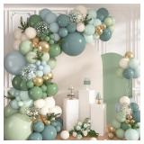 OUDDY LIFE 152PCS DUSTY BLUE SAGE GREEN BALLOONS A