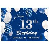 OFFICIAL TEENAGER 13TH BIRTHDAY BACKDROP BANNER, S