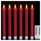 RED DRIPPING FLAMELESS TAPER CANDLES WITH REMOTE A