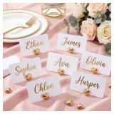 LILIAAFAR 91 PCS HEART PLACE CARD HOLDERS GOLD, WE