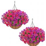 ELYUM 2 PACK ARTIFICIAL HANGING FLOWERS FOR OUTDOO