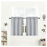 LECLOUD GREY CURTAINS 30 INCH LENGTH 2 PCS, AIRY P