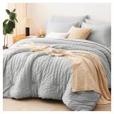 COZYLUX FULL SIZE COMFORTER SET 7 PIECES LIGHT GRE