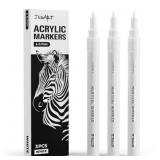 JUSART 0.7MM FINE POINT WHITE PERMANENT MARKERS, 3