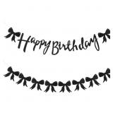 BLACK HAPPY BIRTHDAY BANNER, BLACK BOW BIRTHDAY DE