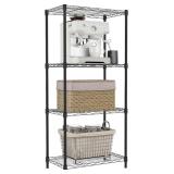 IZEUK 4 TIER METAL WIRE SHELF UNIT, BLACK STORAGE
