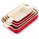 MALACASA CERAMIC CASSEROLE BAKING DISHES SET OF 4,