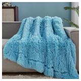 GONAAP FUZZY FAUX FUR THROW BLANKET FOR COUCH, SKY