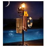 POOL OUTDOOR TOWEL RACK WITH SOLAR LIGHT, 6 BARS W