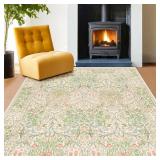 HAZO HAUS LIGHT BEIGE GREEN LIVING ROOM RUG, 6X8 W
