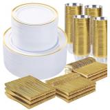 BESTVIP 600PCS GOLD DINNERWARE SET FOR 100 GUESTS,