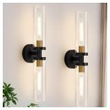INDOI HARDWIRED WALL SCONCES SET OF TWO, 22" BLACK