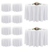 10 PACK WHITE ROUND TABLECLOTHS, 120 INCH STAIN RE