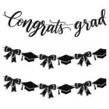SABARY 3 PCS GRADUATION BANNER GARLAND, BLACK CONG
