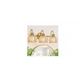 4-LIGHT BRUSHED GOLD BATHROOM VANITY LIGHT FIXTURE