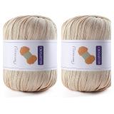 RAFFIA RIBBON YARN FOR CROCHET, BEIGE COTTON YARN