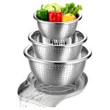 PALKSKY STAINLESS STEEL COLANDER SET WITH SELF-DRA
