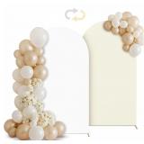 BABENEST 6.6FT ARCH BACKDROP COVER BEIGE & WHITE O