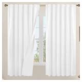 LAMIT 100% WHITE BLACKOUT CURTAINS FOR BEDROOM, 63