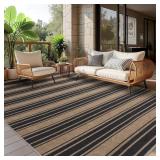 ZEEINX STRIPED EASY JUTE RUG 5X7 OUTDOOR PATIO RUG