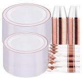WELLIFE 350 PIECES ROSE GOLD PLASTIC DINNERWARE, 5