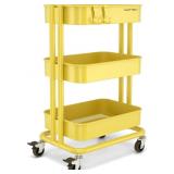 3 TIER ROLLING CART METAL UTILITY CART WITH LOCKAB