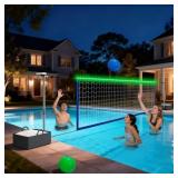 POOL VOLLEYBALL NET SET WITH LED LIGHTS, LARGER SO