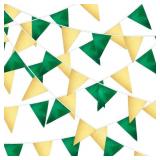 MARFOREVER 28 FT GREEN AND GOLD PENNANT BANNER, 30