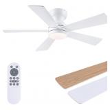 BYKISTOK 46" FLUSH MOUNT CEILING FAN WITH LIGHTS -