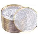 DAYAMMI 100PCS GOLD PLASTIC PLATES, 7 INCH HAMMERE