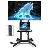 SOLID GRACE ROLLING TV STAND WITH POWER OUTLET FOR